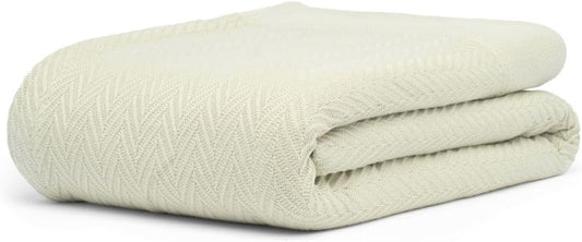 100% Cotton Herringbone Weave Blankets, 66" X 90" Twin, Throw Blanket for Bed, All Season Cotton Blanket, Cozy Blanket,Throws & Bed Blanket, Throw Blanket for Couch, Modern Home Decor -Sage