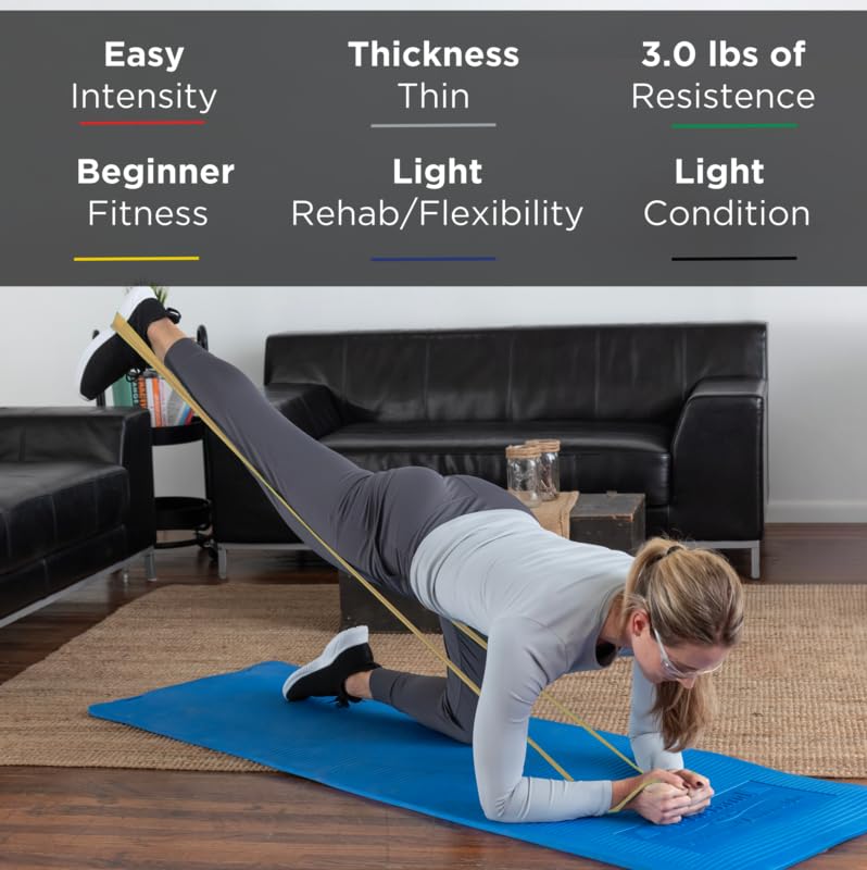 THERABAND Resistance Bands, 6 Yard Roll Professional Latex Elastic Band For Upper Body, Lower Body, & Core Exercise, Physical Therapy, Pilates, Home Workouts, & Rehab, Tan, Extra Thin, Level 1