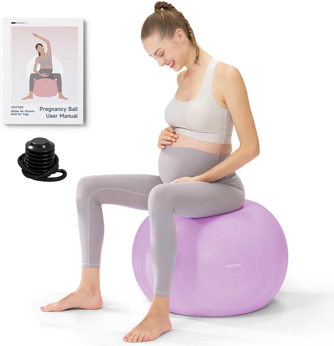YOTTOY Pregnancy Ball - 1.8mm Thick Birthing Ball for Maternity Physio and Birth Preparation, Yoga and Exercise for Pregnancy - Includes Pump