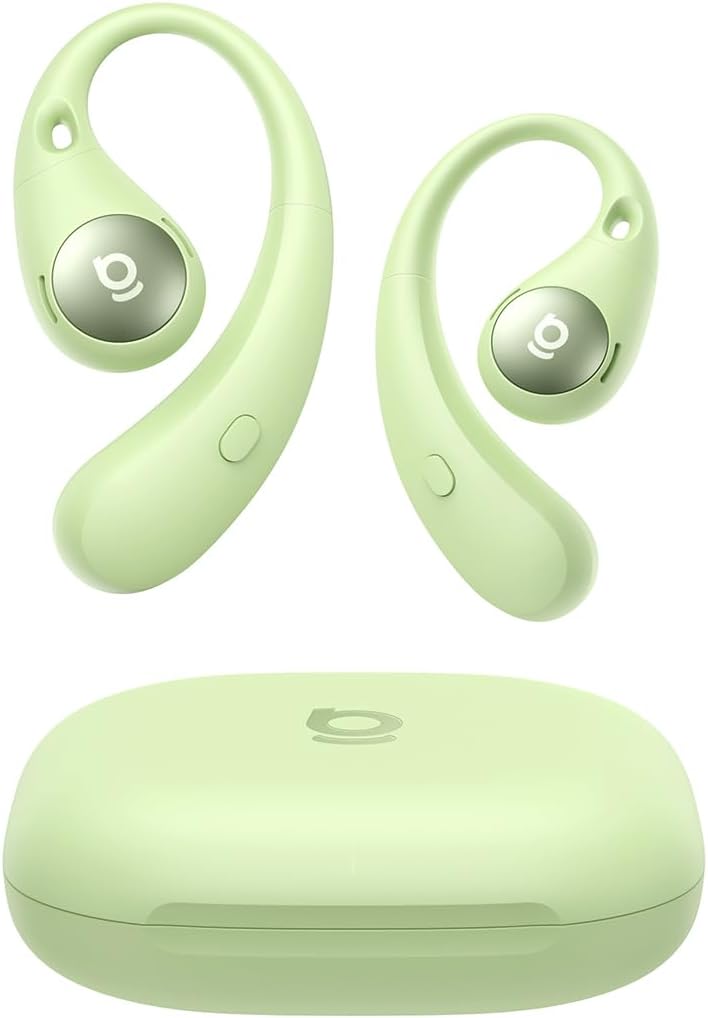 Baseus Eli Sport 2 Open-Ear Headphones Wireless Earbuds,Secure Earhook Sport Design,Ultra-Comfort,4-Mic Clear Calls, IP57 Waterproof,45H Play, Bluetooth 6.0 Earhook Fit Running Workout Gym -Green