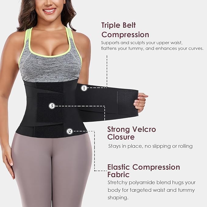 Waist Trainer for Women Waist Cincher Trimmer Ab Belt Tummy Control Body Shaper with Triple Wrap