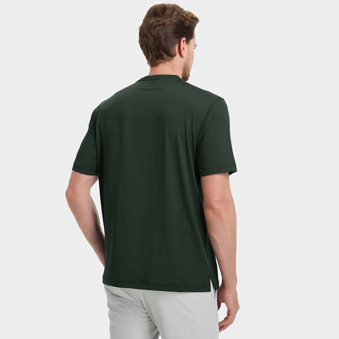 M MAELREG Collarless Golf Shirts for Men Dry Fit Moisture Wicking Performance Solid Casual Mens Henley Shirts Short Sleeve