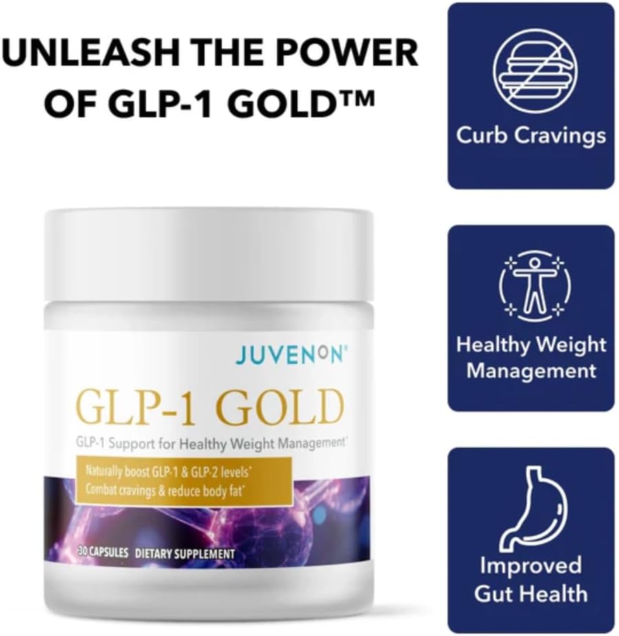 Juvenon GLP-1 Gold™ – Metabolic Support Supplement with CQR-300® & Eriomin™ – Helps Maintain Healthy Weight, Energy & Nutrient Metabolism – 30 Capsules