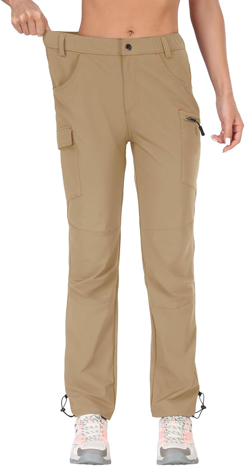 GymBrave Women's Hiking Cargo Pants Quick Dry Outdoor Camping Capris Water Resistant UPF 50 with Zipper Pockets