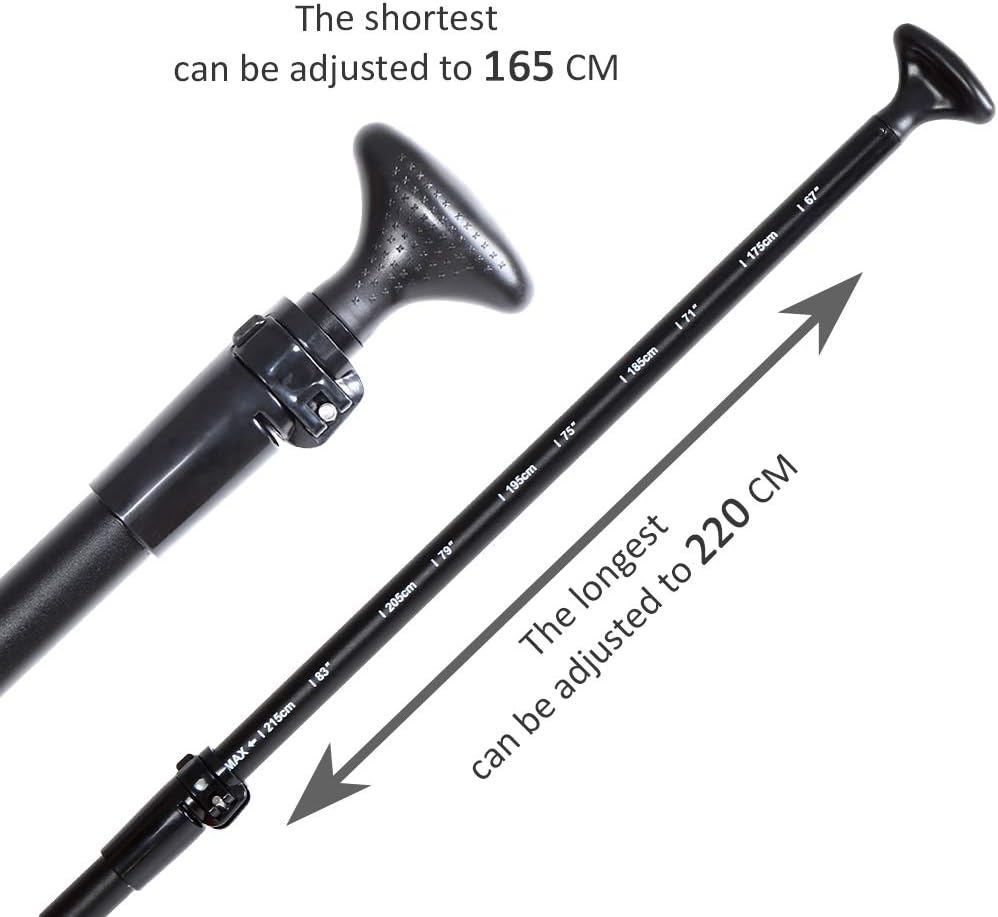 SUP Paddle - 3-Piece Adjustable Aluminium SUP Paddle with Glass Fiber Blade for Surfing, Floating, Water Sports