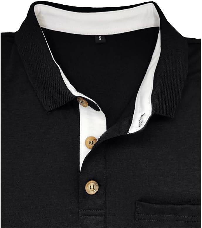 Men's Casual Polo Shirts Classic Button Basic Short Sleeve Shirt Solid Color Cotton Tees Golf Stylish Tops