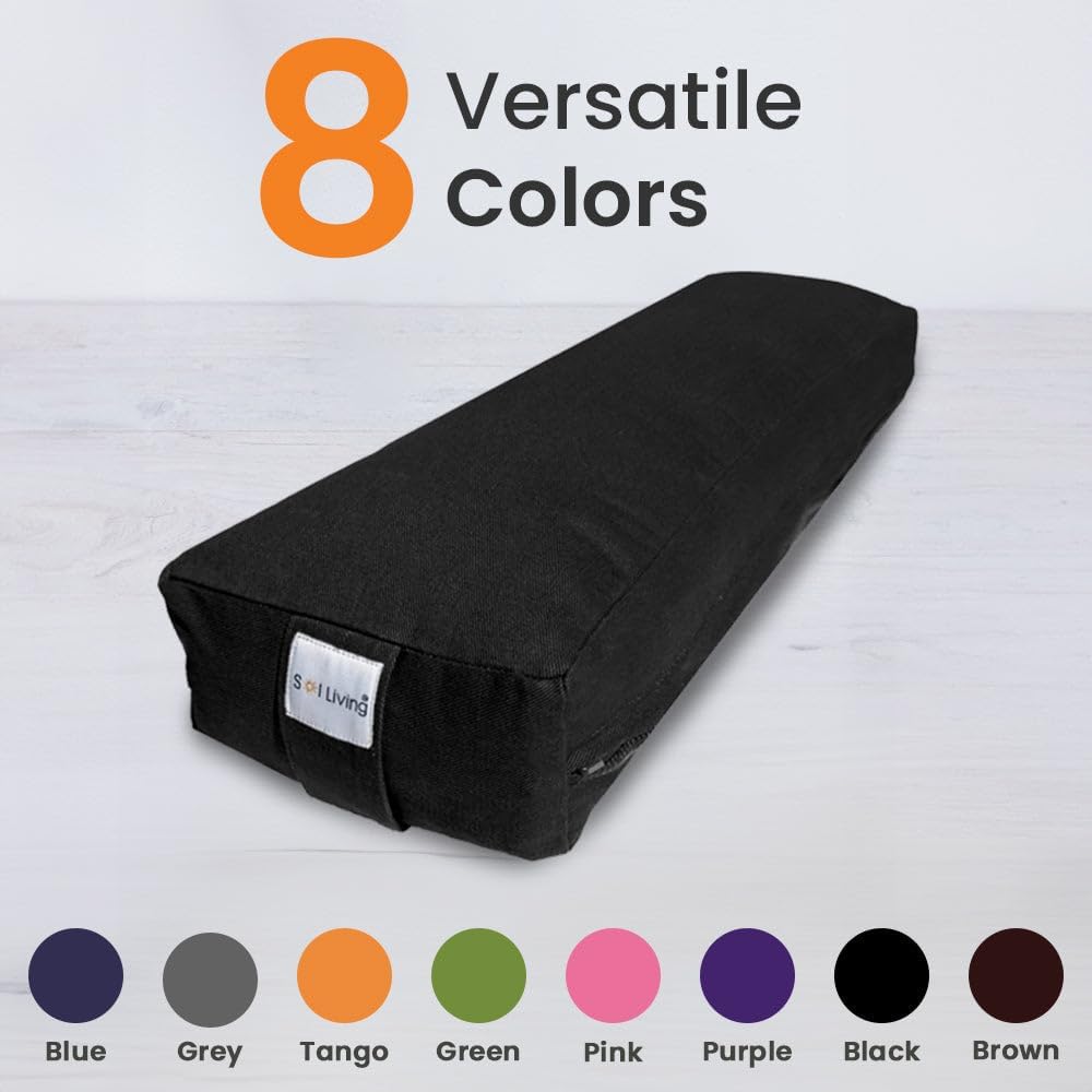 Sol Living Yoga Bolster Pillow Rectangular Meditation Cushion Cotton Meditation Accessories for Restorative Yoga Meditation Pillow Yoga Pillow Firm Body Pillow Bolster Pillow for Legs Removable Cover