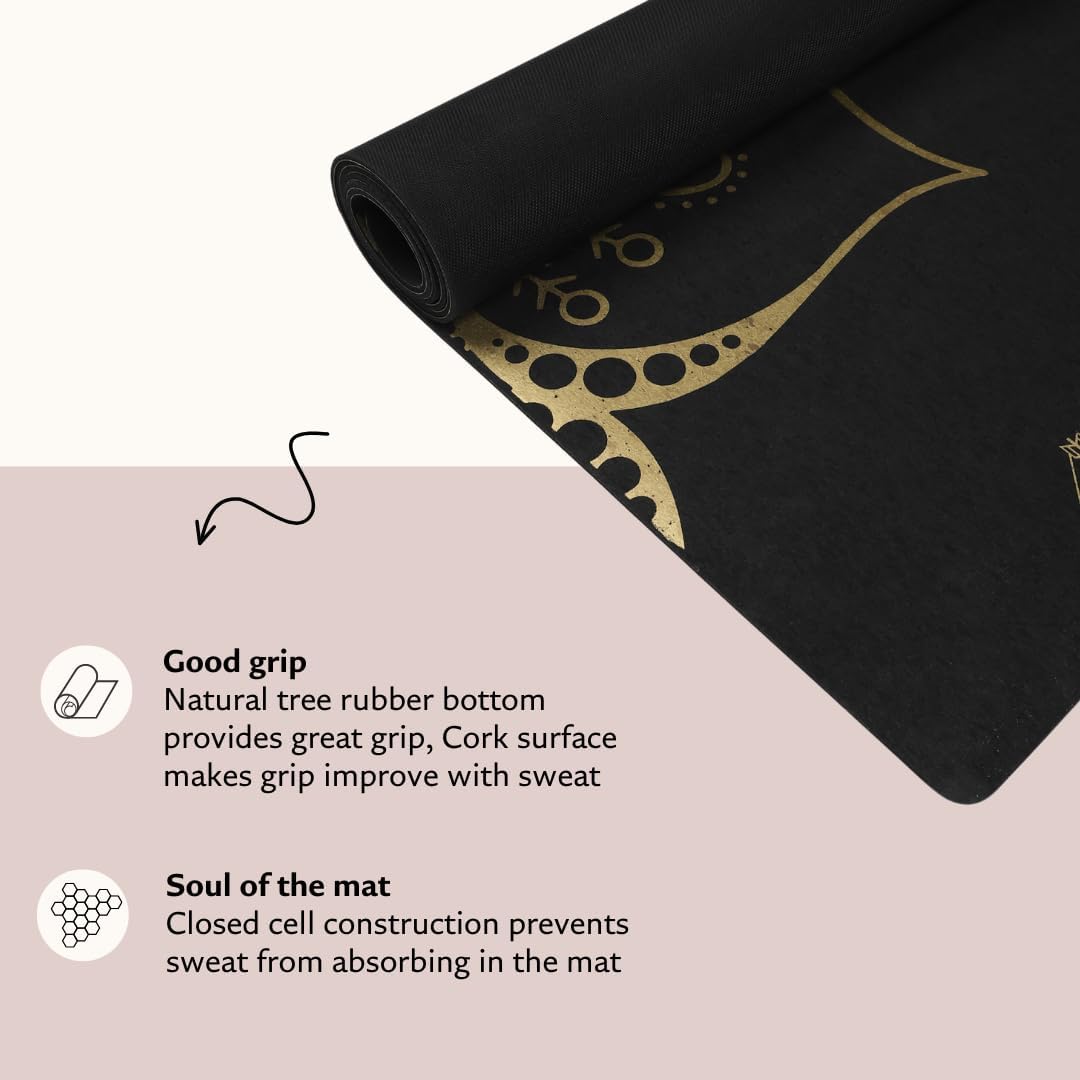 Cork Yoga Mat - Artist Designed, Premium Printed Eco-Friendly Non-Slip mat, Great for Regular & Hot Yoga, Pilates, Workouts 72 inch x 24 inch x 3mm Thick