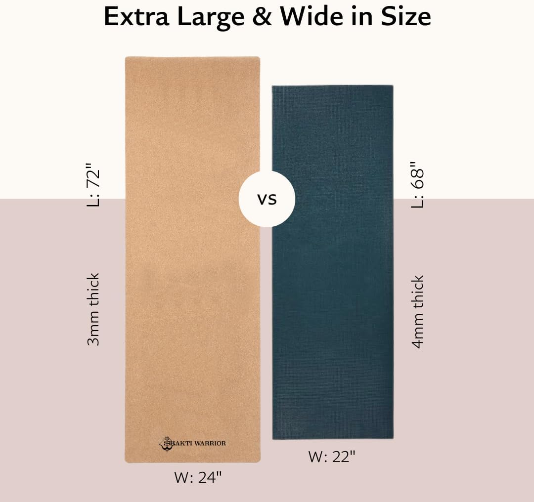 Cork Yoga Mat - Artist Designed, Premium Printed Eco-Friendly Non-Slip mat, Great for Regular & Hot Yoga, Pilates, Workouts 72 inch x 24 inch x 3mm Thick