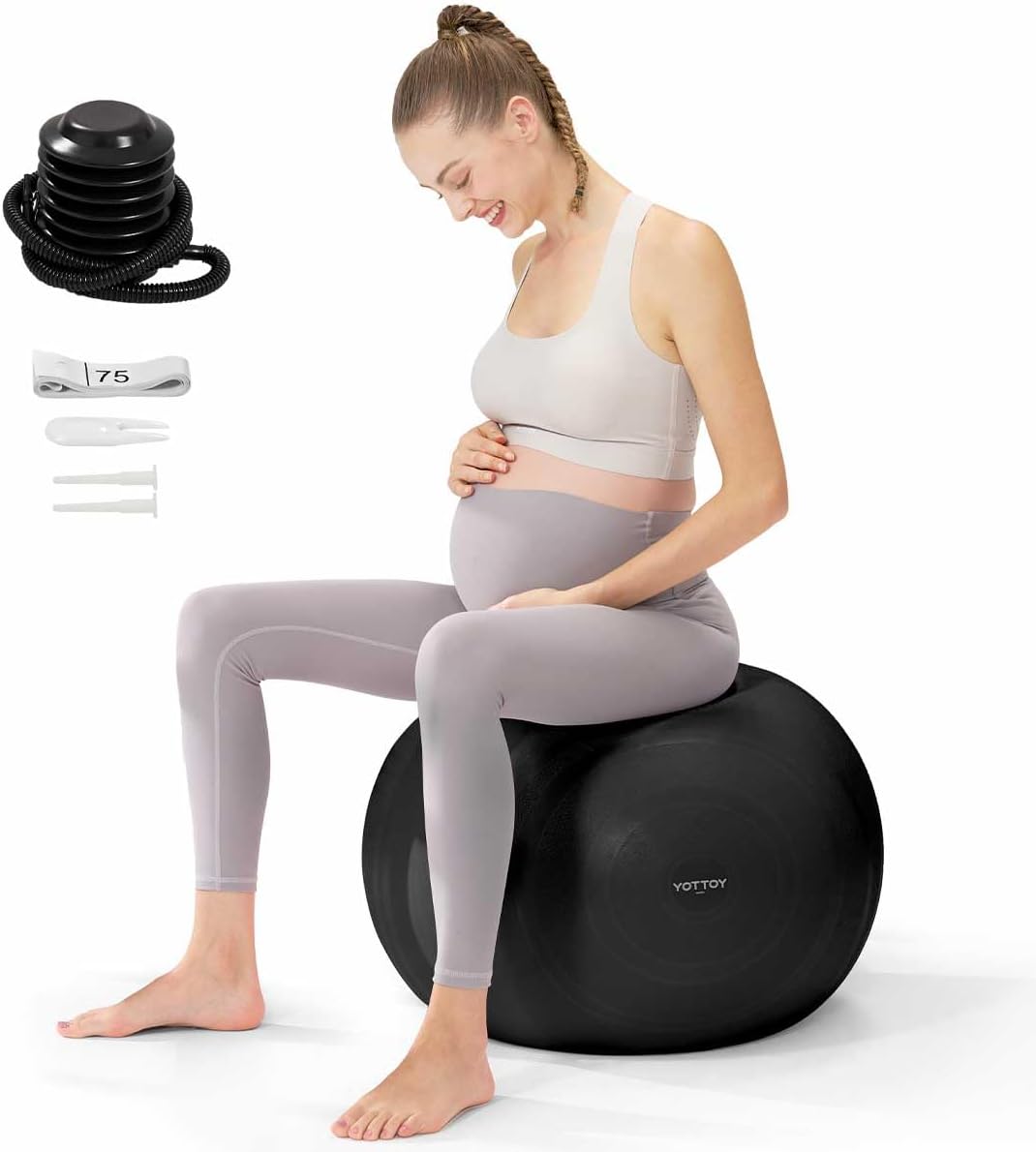 YOTTOY Pregnancy Ball - 1.8mm Thick Birthing Ball for Maternity Physio and Birth Preparation, Yoga and Exercise for Pregnancy - Includes Pump