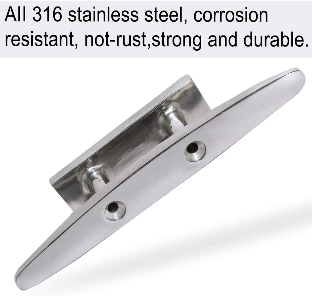 Boat Cleat Open Base Boat Cleat 4/5/6/8 inch, Dock Cleat All 316 Stainless Steel Boat Mooring Accessories, Include Installation Accessories Screws