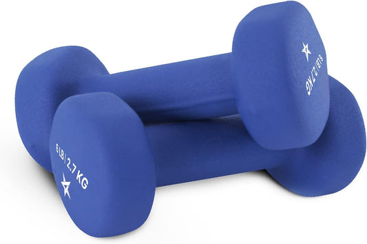 Yes4All Neoprene Coated Dumbbell Hand Weight Sets of 2 - Multiple Weight Options with 15 Colors, Anti-roll, Anti-Slip, Hexagon Shape