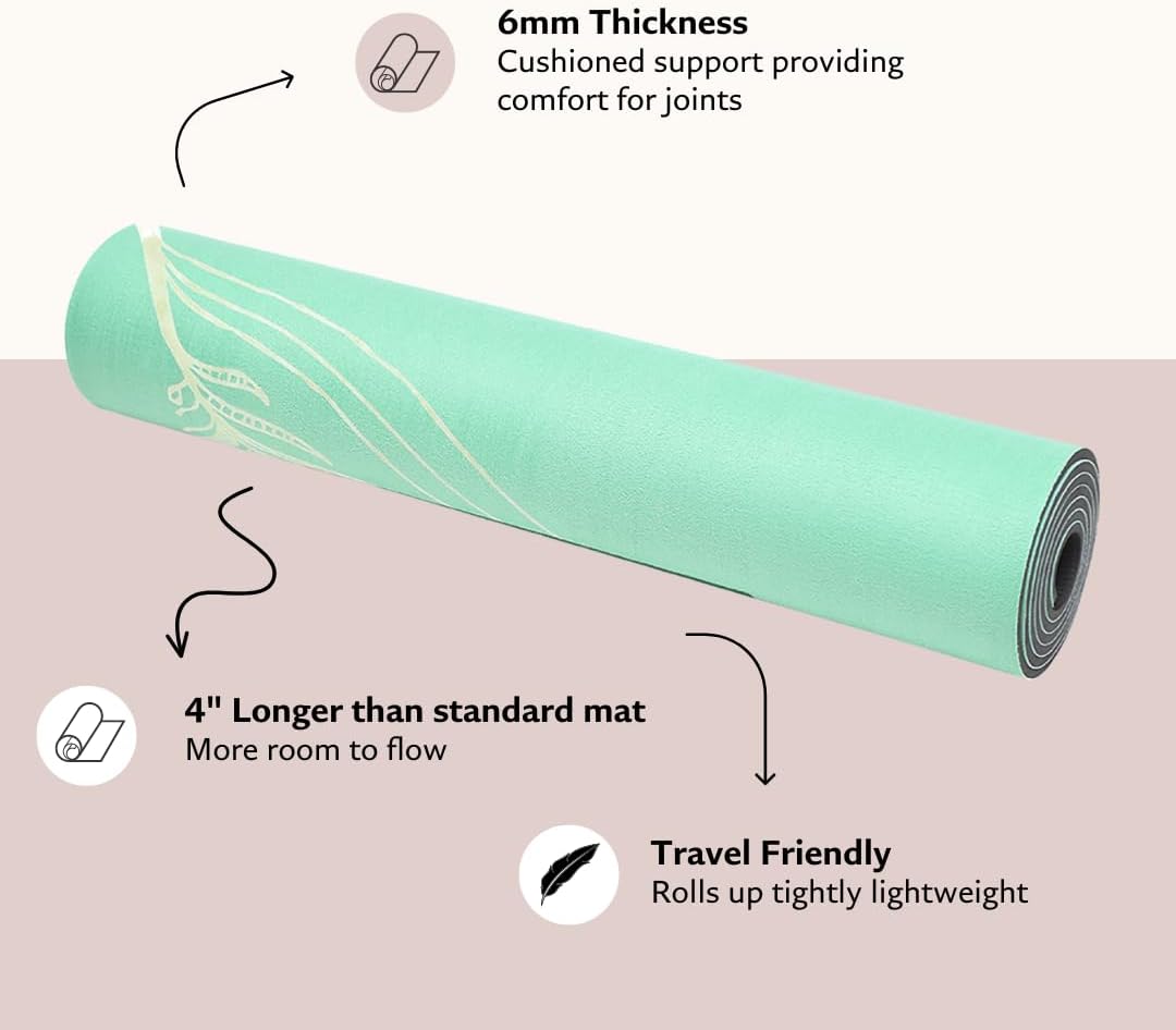 TPE Yoga Mat - Artist Designed, Premium eco friendly mats, Non Slip, Non toxic, Great For Regular & Hot Yoga, Pilates and Workouts (72 inch x 24 inch x 6mm thick)