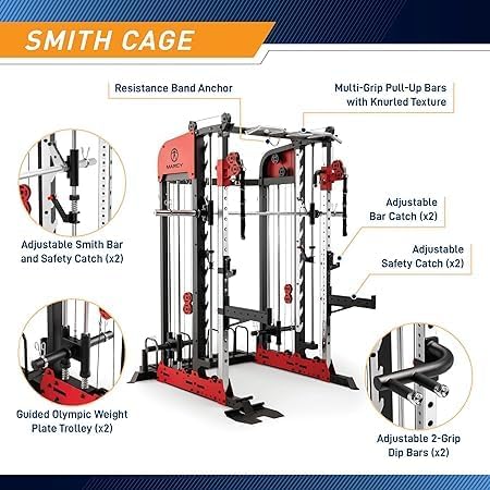 Marcy Pro Deluxe Smith Cage Home Gym System for Weight Training SM-7553