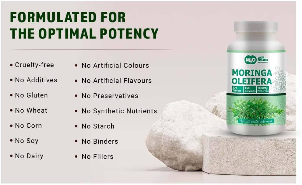 Moringa Leaf Powder Capsules (Tablets) - 300 Pills, 150 Servings, 1000 mg (2 Pack)