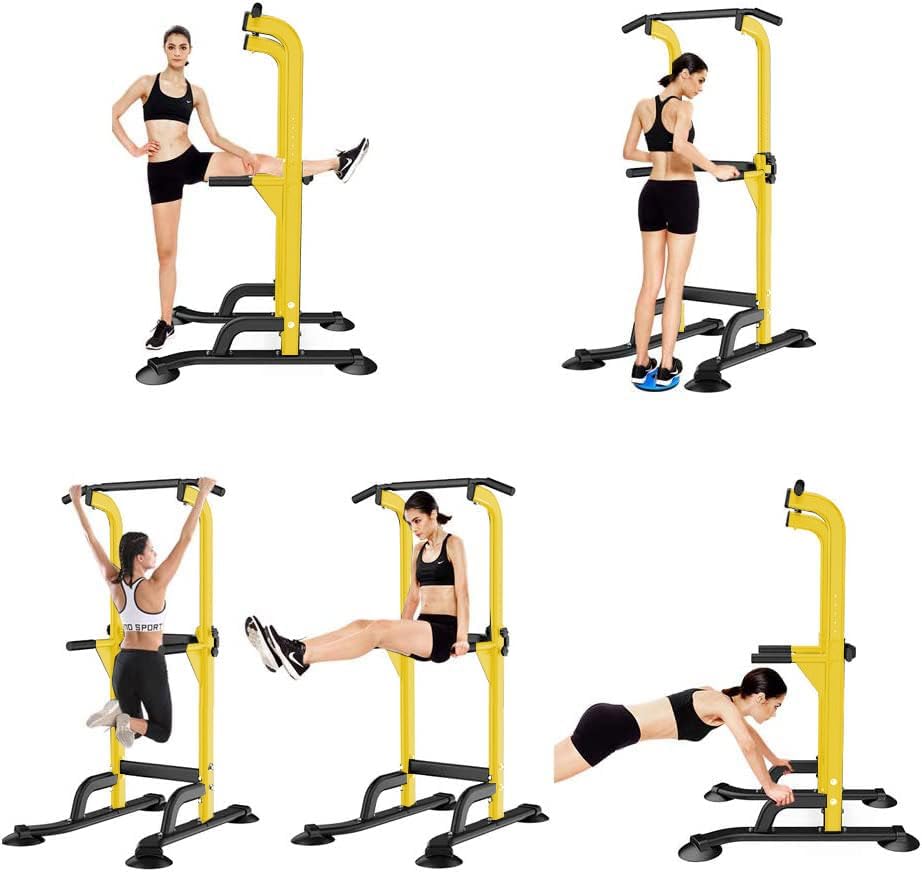 SogesHome Power Tower Pull Up Bar and Dip Station Adjustable Height Dip Stand Multi-Functional Strength Training Fitness Workout Station