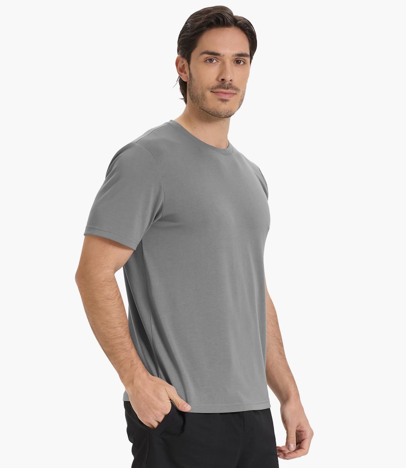 BAMBOO COOL Men's Crewneck T-Shirts Short Sleeve Heavy Weight Tees Athletic Casual Basic T Shirt