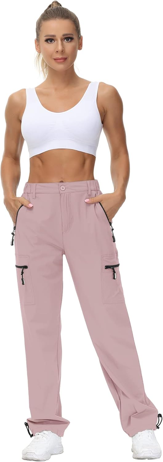 VVK Women's Hiking Cargo Pants Lightweight Quick Dry Outdoor Athletic Pants Camping Climbing Golf Zipper Pockets