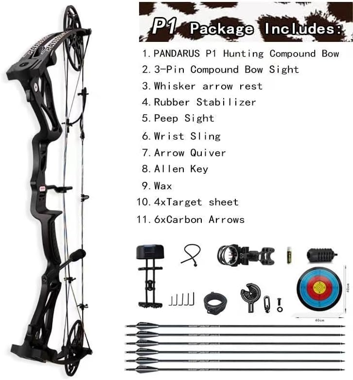 Compound Bow Package for Adults and Teens, 0-70 Lbs Draw Weight,23.5"-31" Draw Length,Limbs Made in USA,Lightweight Design,Archery Hunting Bow Set, Fully Adjustable,2024 New