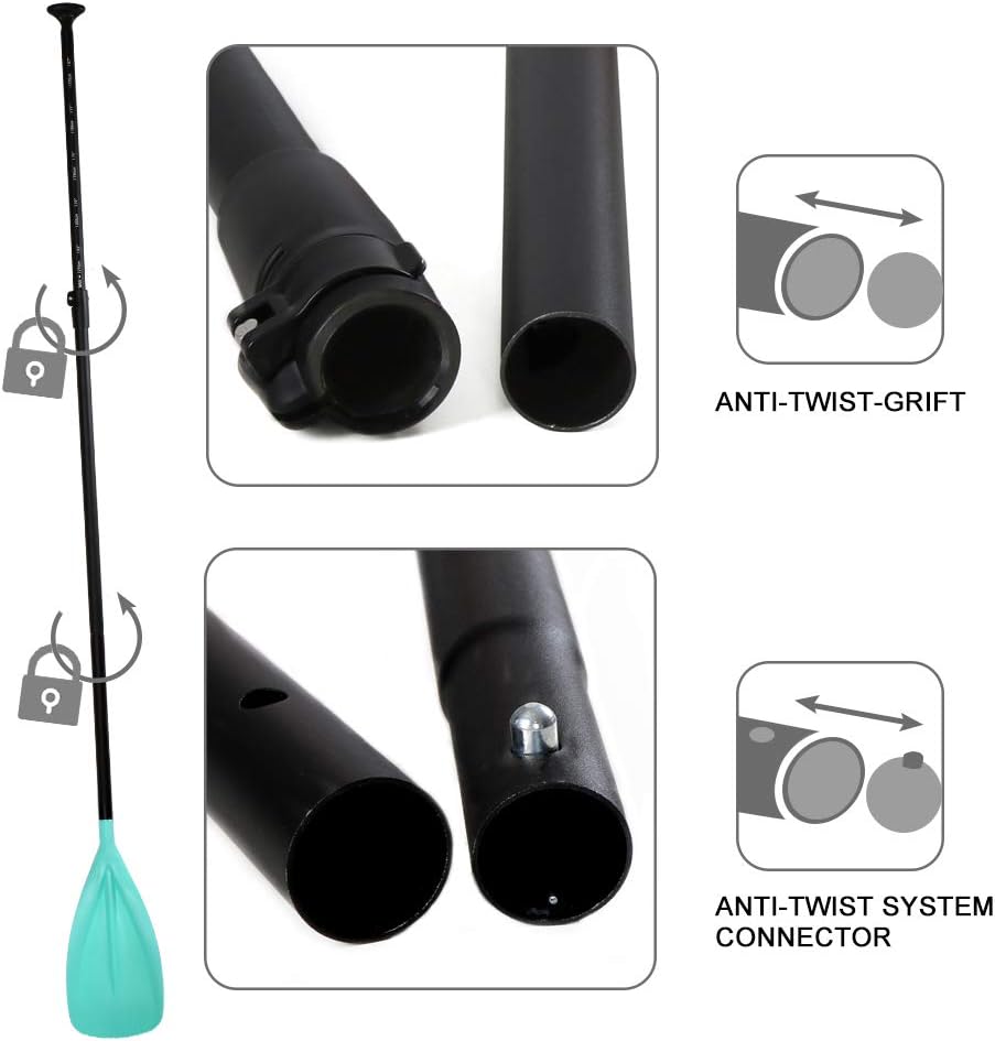 SUP Paddle - 3-Piece Adjustable Aluminium SUP Paddle with Glass Fiber Blade for Surfing, Floating, Water Sports