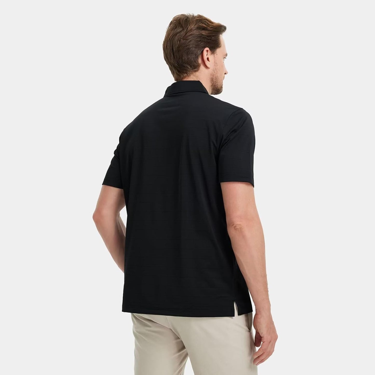 M MAELREG Golf Shirts for Men Moisture Wicking Striped Polo Performance Dry Fit Business Sports Mens Polo Shirts Short Sleeve