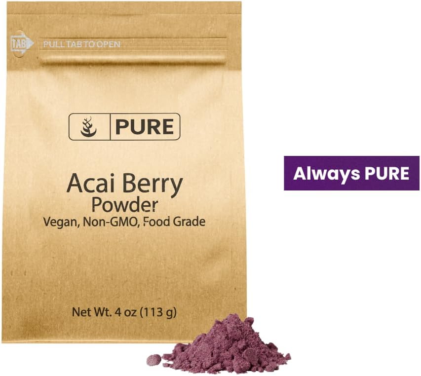 PURE ORIGINAL INGREDIENTS Acai Berry Powder, 4 oz, Superfood, Vegan, Non-GMO, Gluten Free