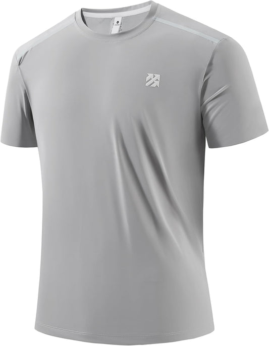 Mens Seamless Workout T-Shirts Lightweight Moisture Wicking Running Hiking Camping Tennis Pickleball Shirts for Men