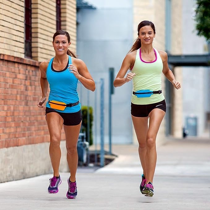 SPIbelt Running Belt for Women Men, Phone Holder for Running, Running Fanny Pack, Holder for Phone, Running Waist Pack, Adjustable Waist, [Fits All Phones]. White with White Zipper