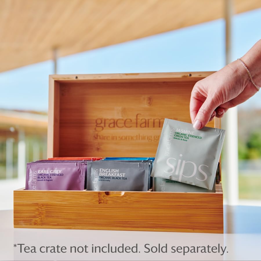 Grace Farms Organic SPEARMINT ROSE Herbal Tea (100 Enveloped Pyramid Sachets w/ String & Tag) | Naturally Sweet, Stress Relieving and Caffeine Free | Organic, Fair Trade and Kosher Certified | Delicious Iced Tea | Gives Back 100% of Profits