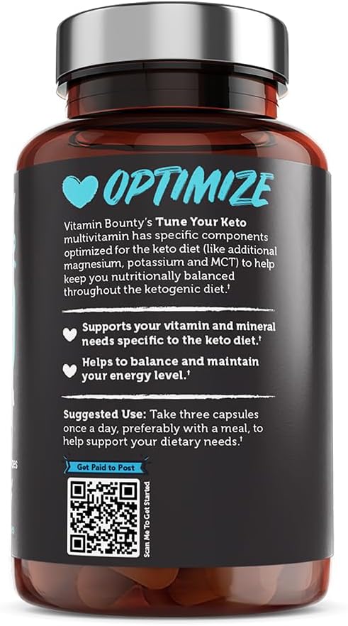 Vitamin Bounty Tune Your Keto Multivitamin with Magnesium & Potassium - Daily Supplements for Men & Women on Keto Diet - Energy & Cramp Relief - Ketosis Support - GLP-1 Support - 90 Capsules