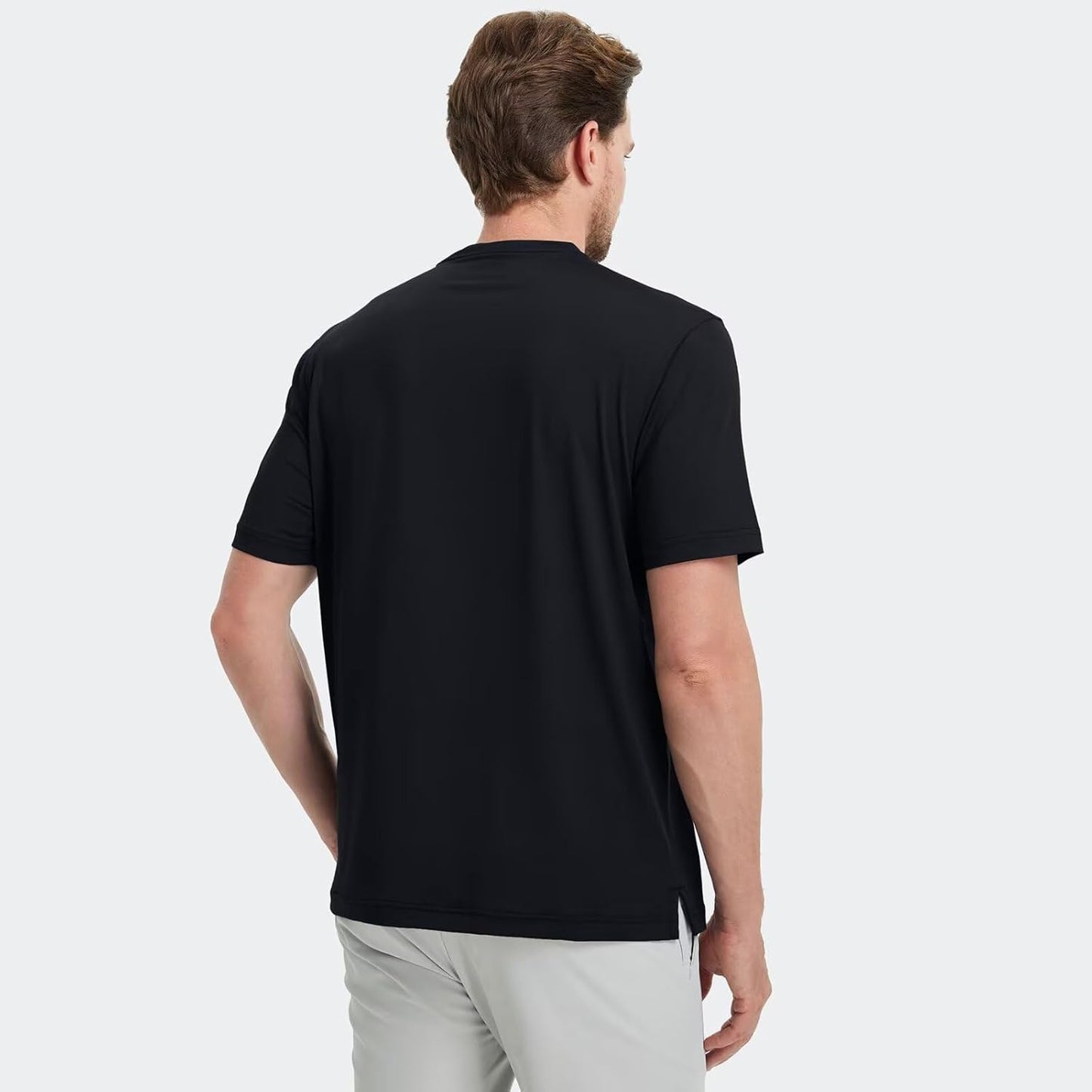 M MAELREG Collarless Golf Shirts for Men Dry Fit Moisture Wicking Performance Solid Casual Mens Henley Shirts Short Sleeve