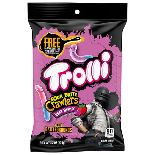 Trolli Sour Brite Crawlers Candy, Very Berry Flavored Sour Gummy Worms, 7.2 Ounce (Pack of 4)