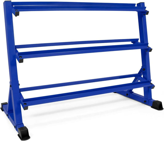 WF Athletic Supply Heavy-Duty Dumbbell Rack Stand, Weight Rack for Home Gym, Weight Holder, Available Sizes for Storage 5-50LB or 5-75LB Dumbbell Pairs, Black/Red/Green/Blue, RACK ONLY
