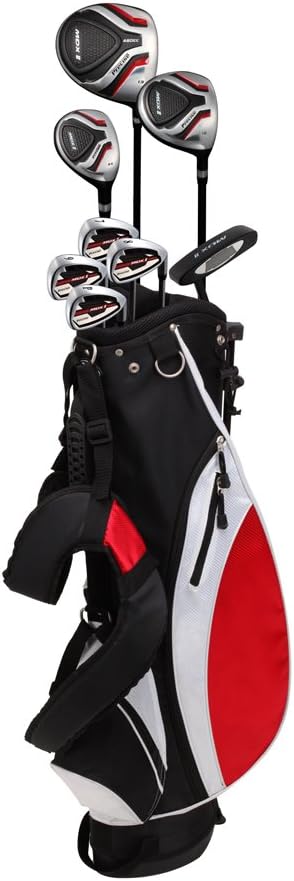 Precise Teen Golf Club Set for Ages 13-16 - Right/Left Hand Youth Golf Clubs with Titanium Driver, Stainless Steel Hybrid, 7-PW Irons, Putter, Stand Bag & 3 Headcovers - Graphite/Steel Shafts