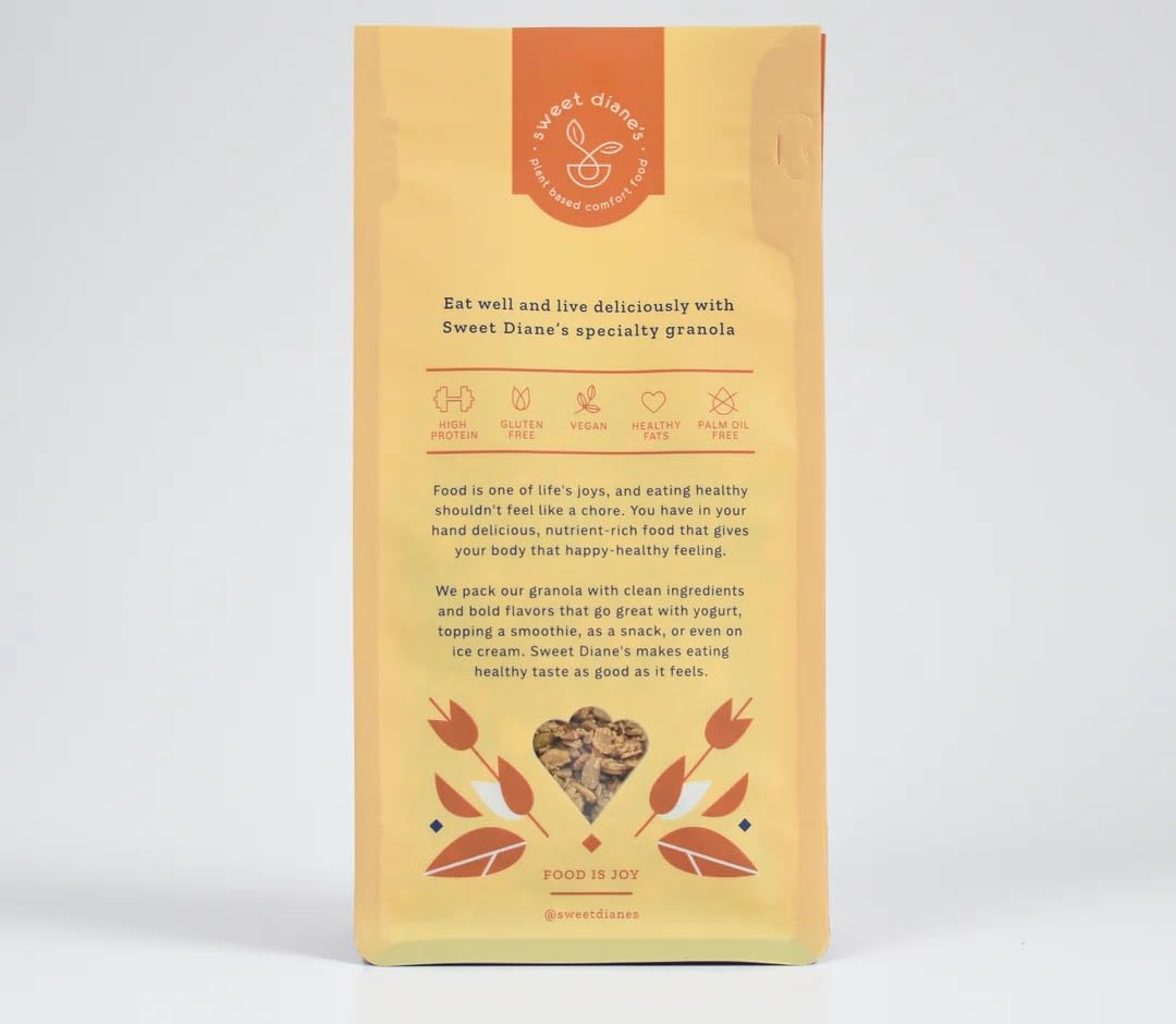 Sweet Diane’s Granola – Standard Size (12 oz): Organic, Low-Sugar, High-Fiber, Gluten-Free, Vegan, Delicious Breakfast and Snack Topper (Classic Size, Orange Cranberry)