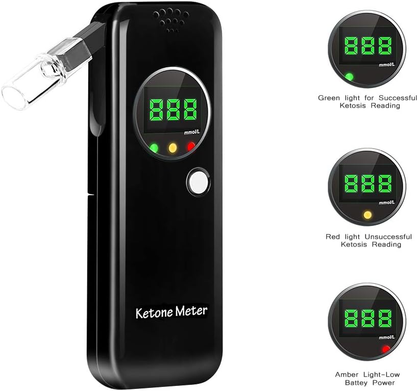 Ketosis Breath Meter, Professional Keto Tester Digital Display Breathalyzer for Anyone Health with 10pcs Mouthpieces(mmol/L)