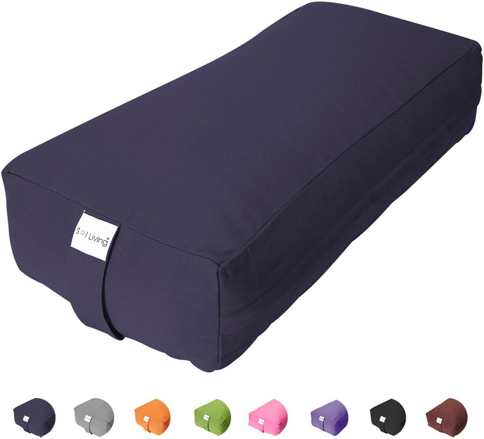 Sol Living Yoga Bolster Pillow Rectangular Meditation Cushion Cotton Meditation Accessories for Restorative Yoga Meditation Pillow Yoga Pillow Firm Body Pillow Bolster Pillow for Legs Removable Cover