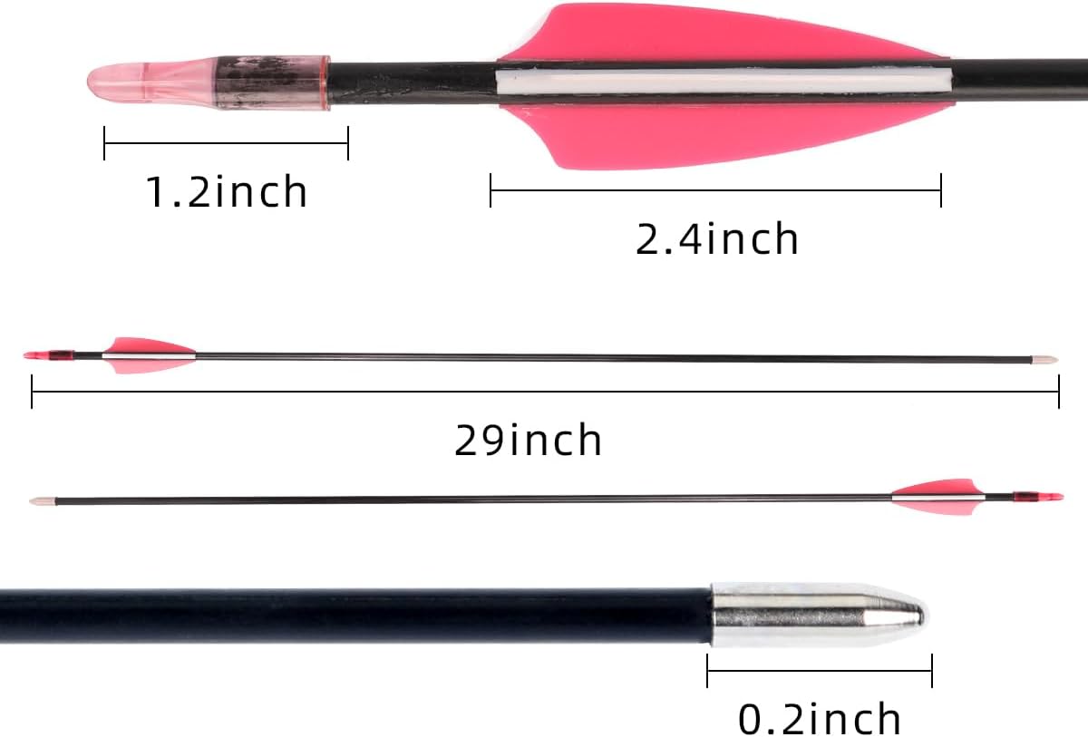 LWANO 28" Fiberglass Arrows - Archery Practice Target Arrows with Blunt Tips Durable Shaft for Youth Kids Children Beginners on Recurve&Long Bows(Pack of 12)