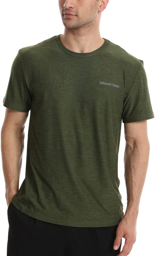 Different Touch Men’s Active Workout Quick Dry Crew Neck Short Sleeve T-Shirts