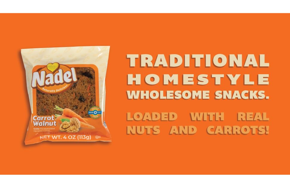 Nadel - NATURALLY DELICIOUS CARROT CAKE SLICES (4 Pack) Sweet Breads & Cakes, Back to School lunch snack, breakfast bar