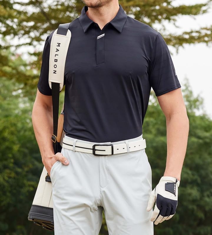 Damipow Premium Golf Shirts for Men Dry Fit Performance Polo Short Sleeve Collared Shirt