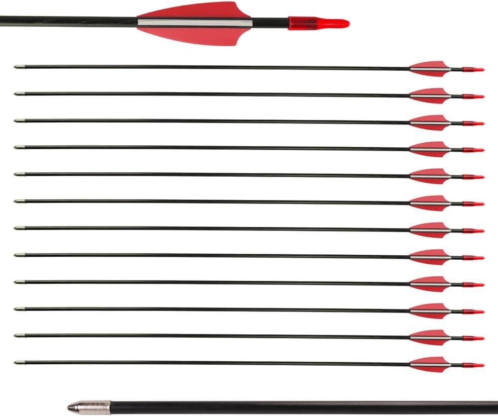 LWANO 28" Fiberglass Arrows - Archery Practice Target Arrows with Blunt Tips Durable Shaft for Youth Kids Children Beginners on Recurve&Long Bows(Pack of 12)