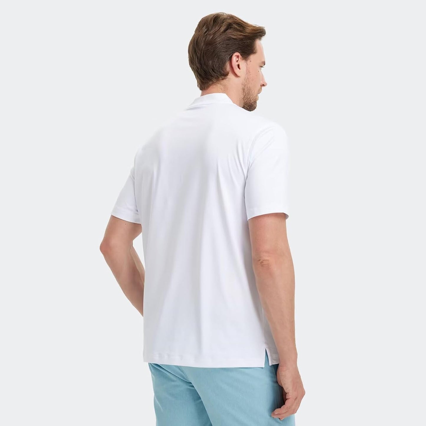 M MAELREG Collarless Golf Shirts for Men Dry Fit Moisture Wicking Performance Solid Casual Mens Henley Shirts Short Sleeve