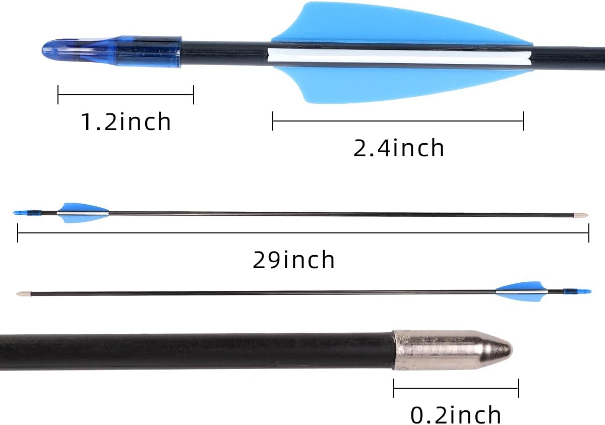 LWANO 28" Fiberglass Arrows - Archery Practice Target Arrows with Blunt Tips Durable Shaft for Youth Kids Children Beginners on Recurve&Long Bows(Pack of 12)