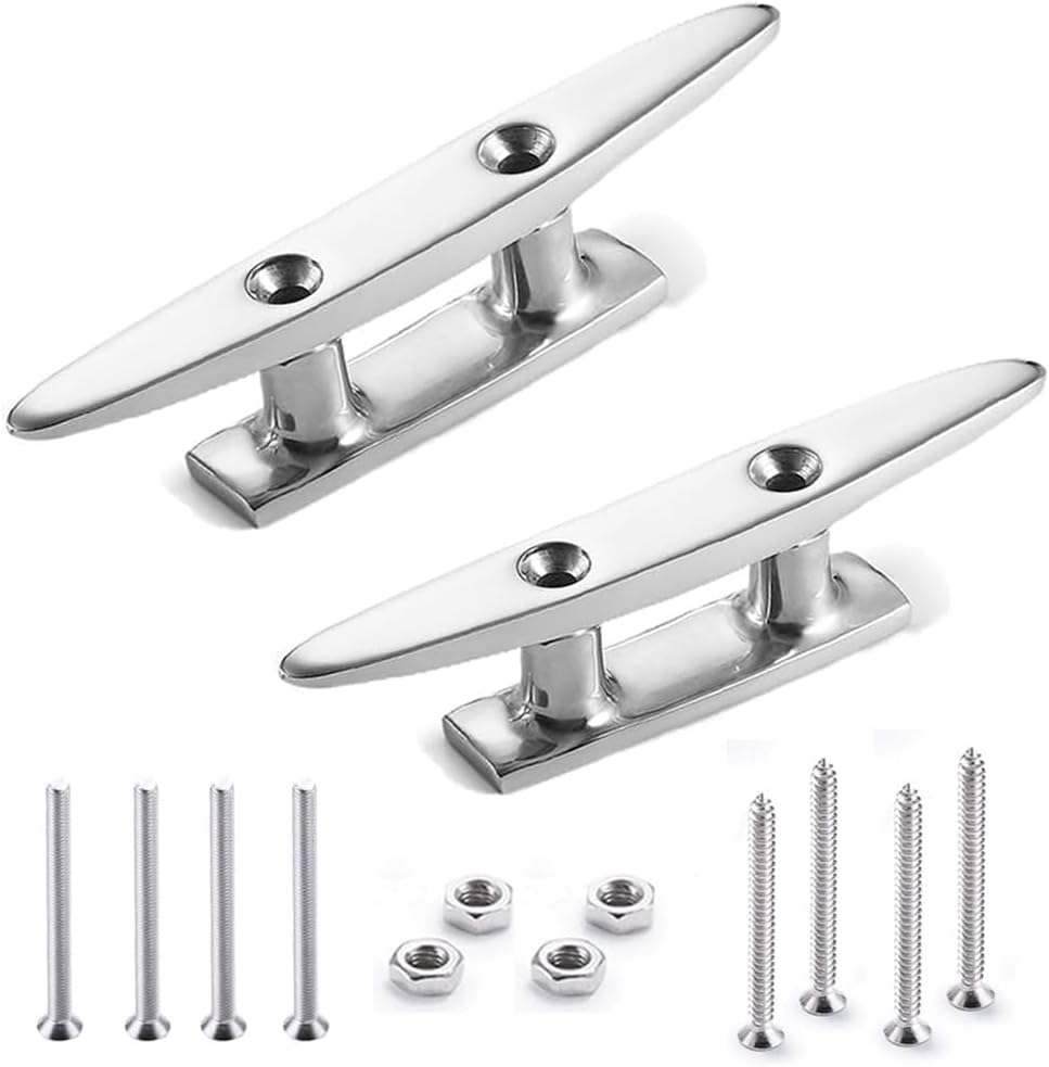 Boat Cleat Open Base Boat Cleat 4/5/6/8 inch, Dock Cleat All 316 Stainless Steel Boat Mooring Accessories, Include Installation Accessories Screws