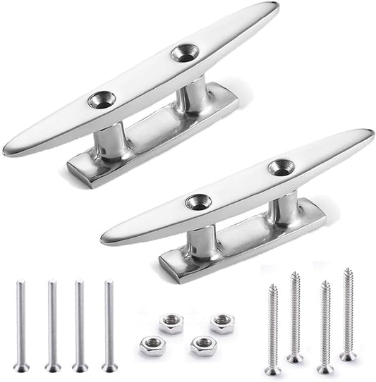 Boat Cleat Open Base Boat Cleat 4/5/6/8 inch, Dock Cleat All 316 Stainless Steel Boat Mooring Accessories, Include Installation Accessories Screws