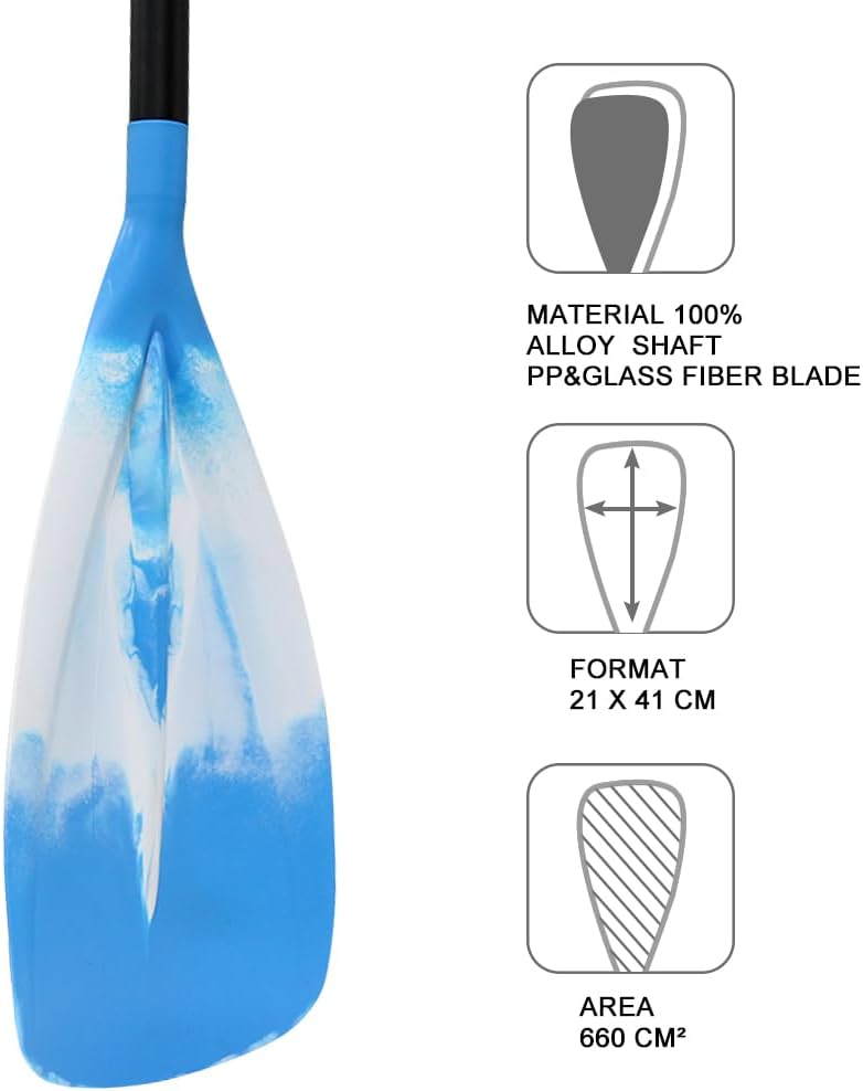 SUP Paddle - 3-Piece Adjustable Aluminium SUP Paddle with Glass Fiber Blade for Surfing, Floating, Water Sports