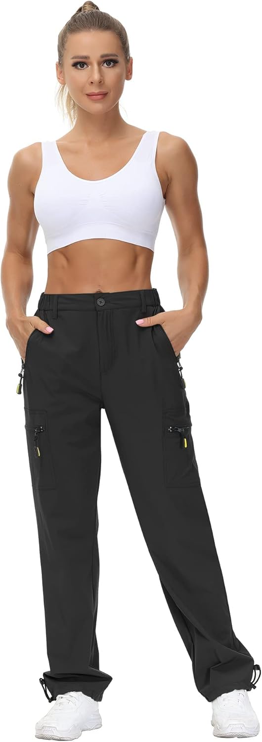 VVK Women's Hiking Cargo Pants Lightweight Quick Dry Outdoor Athletic Pants Camping Climbing Golf Zipper Pockets
