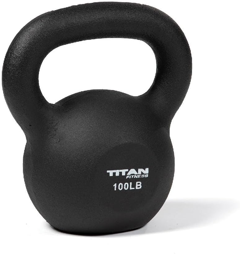 Titan Fitness 100 LB Cast Iron Kettlebell, Single Piece Casting, LB Markings, Full Body Workout