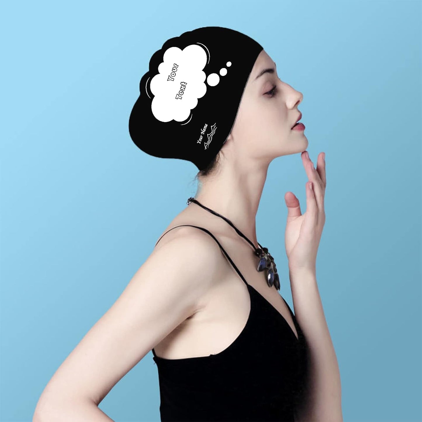 Custom Swim Cap with Photo Personalized Silicone Swim Cap for Men and Women Swimming Customized Swimmers Cap for Short and Medium Length Hair